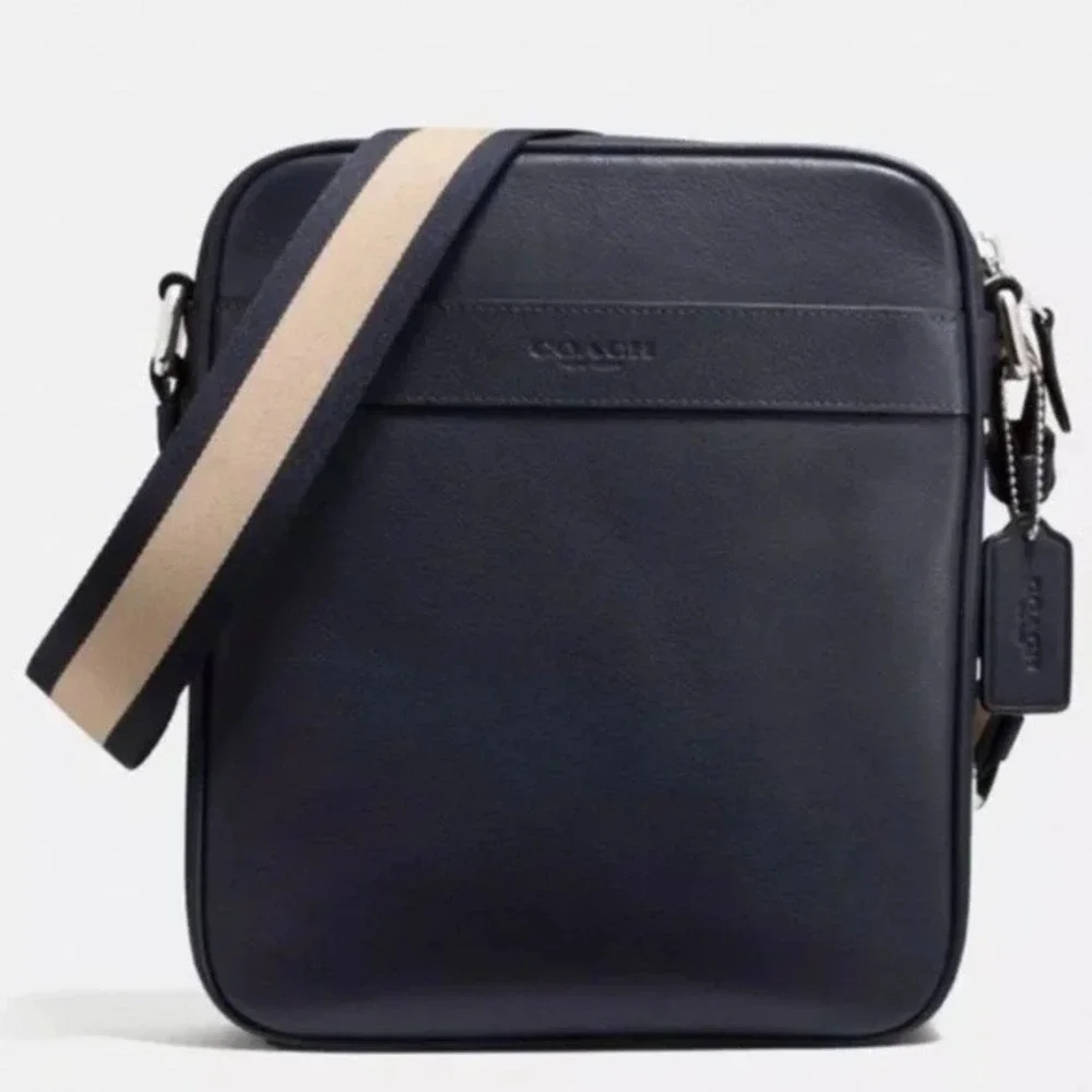 Coach Charles Flight Crossbody Messenger Bag Men's Midnight Leather